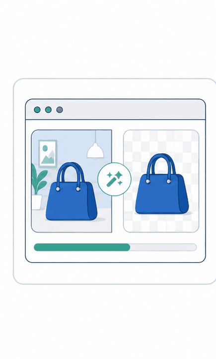 AI Background Remover support illustration showing background cutout pass