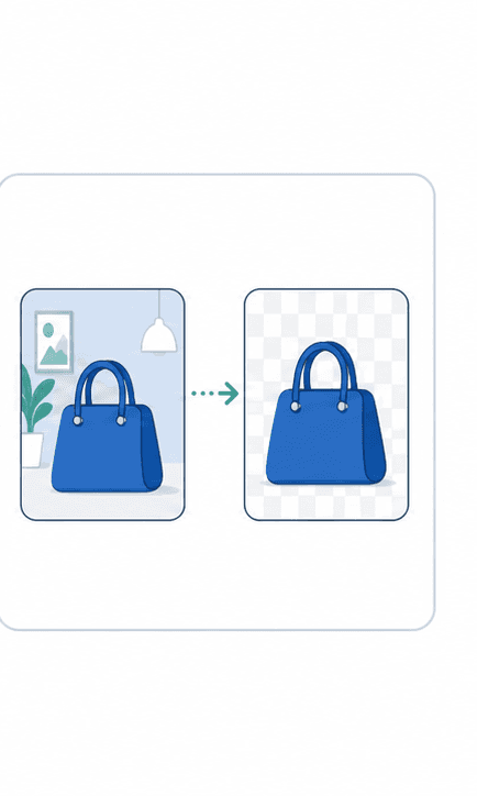 AI Background Remover support illustration showing scene and cutout