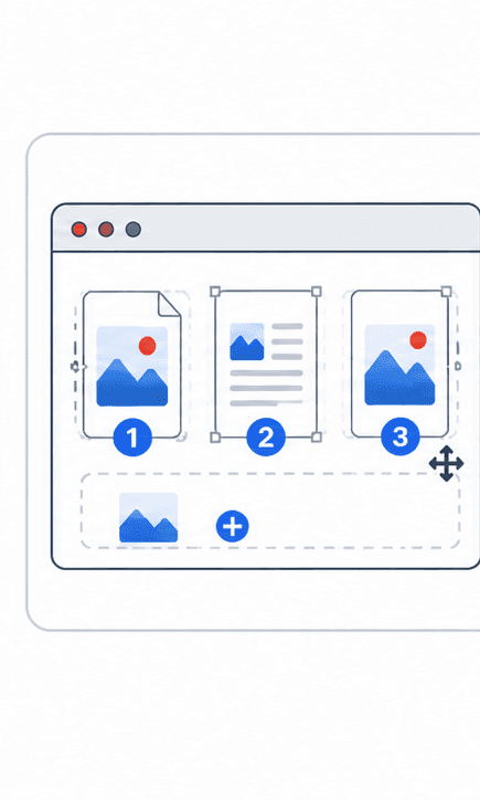 Image to PDF Converter support illustration showing page order review