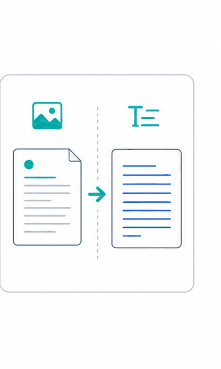 Image to Text (OCR) support illustration showing image and transcript