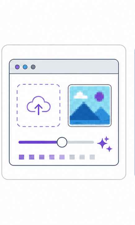 AI Image Upscaler support illustration showing upscale pass