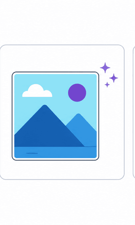 AI Image Upscaler support illustration showing larger review copy